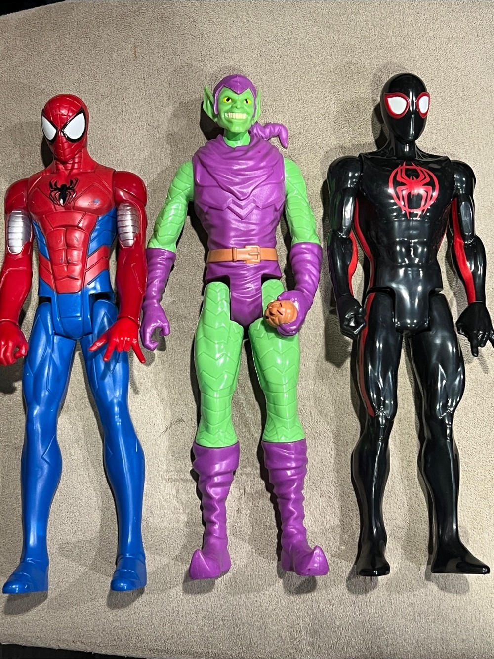 Marvel 12” titan Spider-Man & Green Goblin & Miles Morales Figures Lot